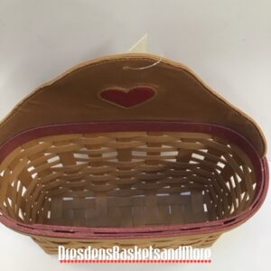 Longaberger Prototype Basket w/ Leather Heart Hanger RARE
