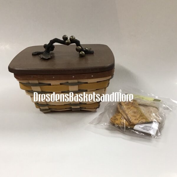 Longaberger 2012 Golden Fields Small Flare Basket w/ Protector, Liner & Woodcrafts Lid
