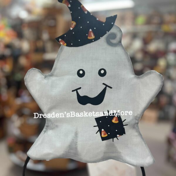 Ghost Face for the Small Wrought Iron Snowman with Candy Corn Trim