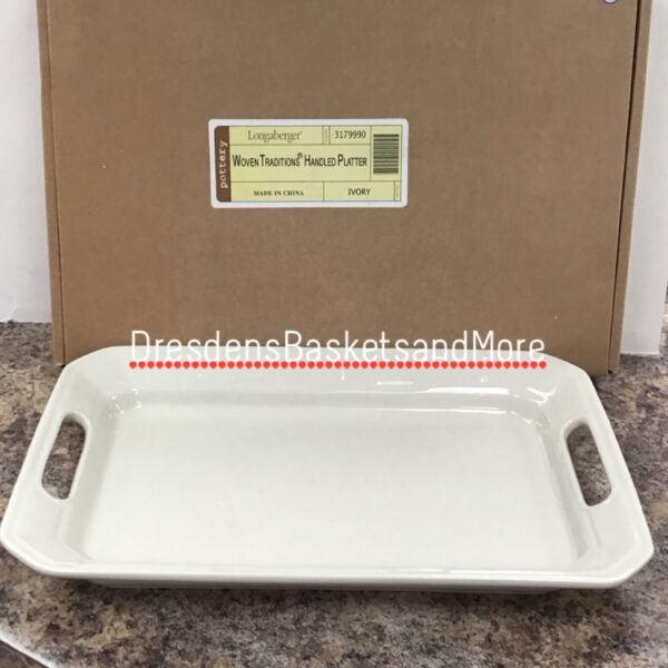 Longaberger Ivory Handled Platter NIB