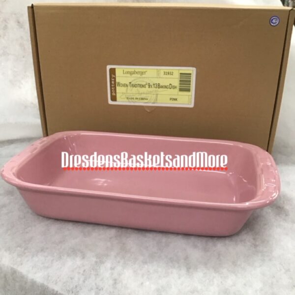 9 x 13 Longaberger Woven Traditions Pink Casserole Dish NIB