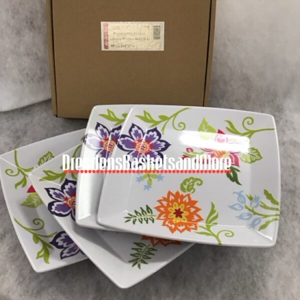Summertime Floral Longaberger Dinner Plates (Set of 4)