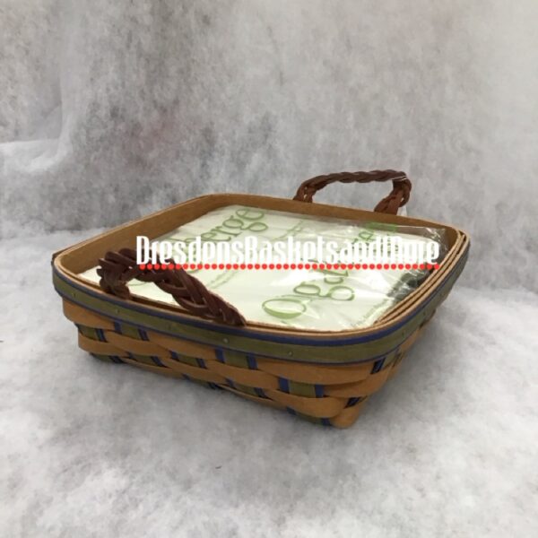 Botanical Weave Small Square Serving Basket W/Lidded Protector