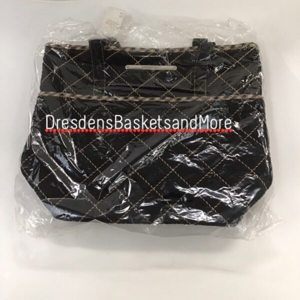 Tote Black with Khaki Check Trim