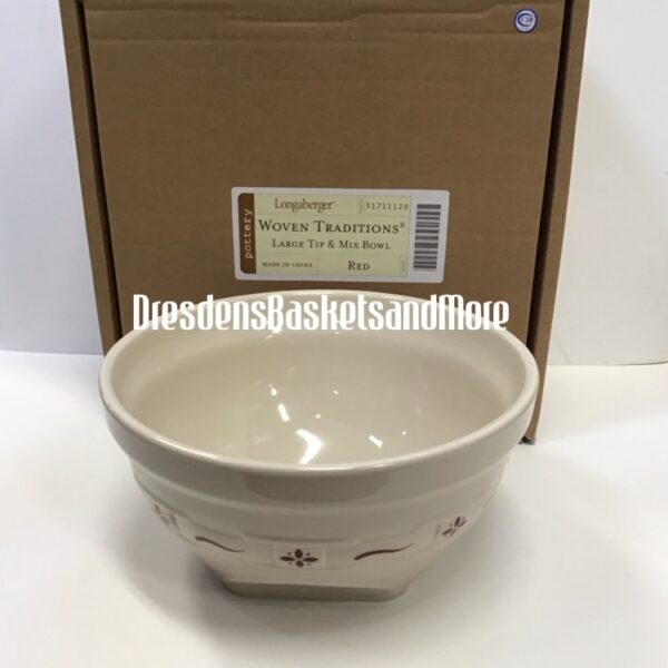 Longaberger Traditional Red Large Tip & Mix Bowl NIB