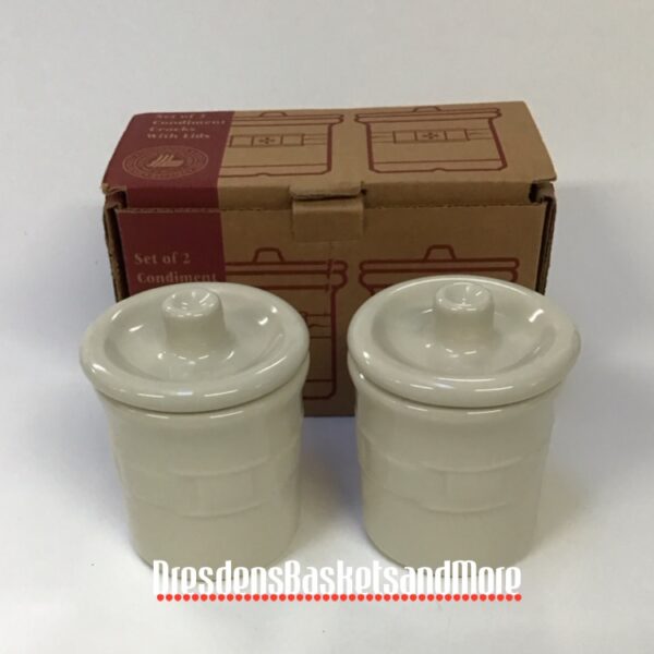 Longaberger Ivory Condiment Crocks Set of 2 NIB