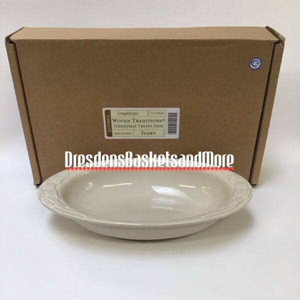Longaberger Ivory Christmas Treats Dish NIB