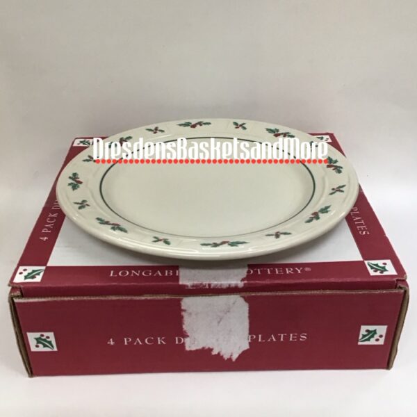Longaberger Traditional Holly Dinner Plates Set of 4 NIB*