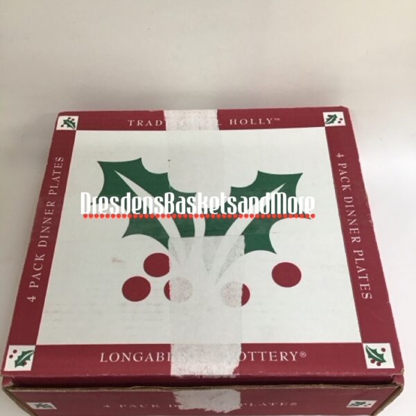 Longaberger Traditional Holly Dinner Plates Set of 4 NIB*