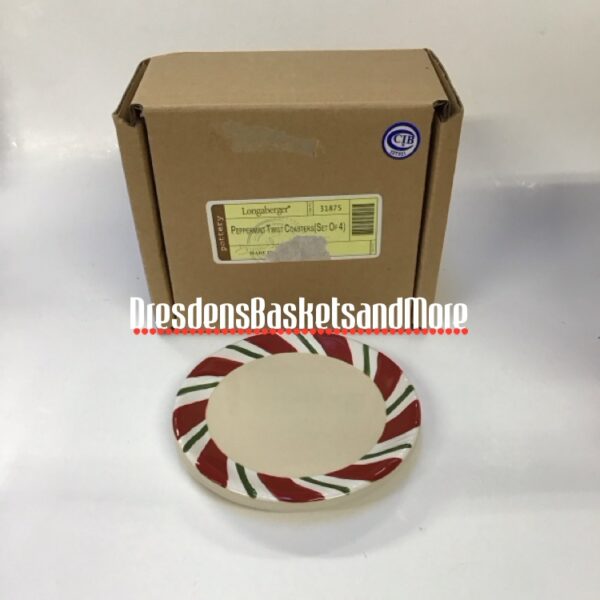 Longaberger Peppermint Twist Coasters Set of 4 NIB