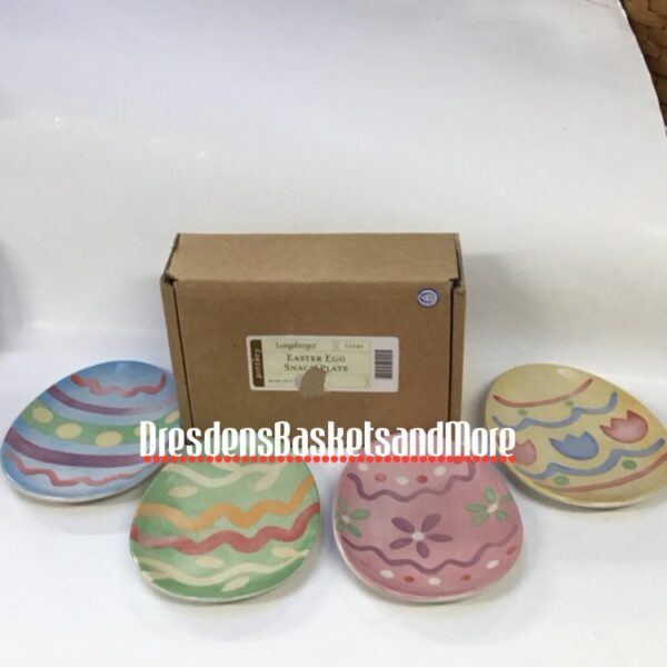 Longaberger Easter Egg Snack Plates Set of 4 NIB