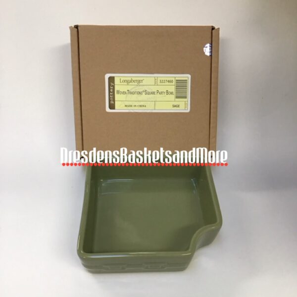 Square Party Bowl Longaberger Woven Traditions Sage NIB