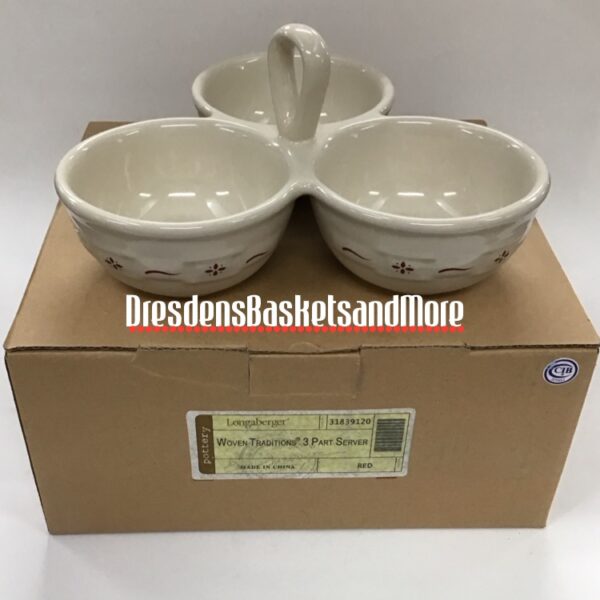 Longaberger Traditional Red 3 Part Server NIB
