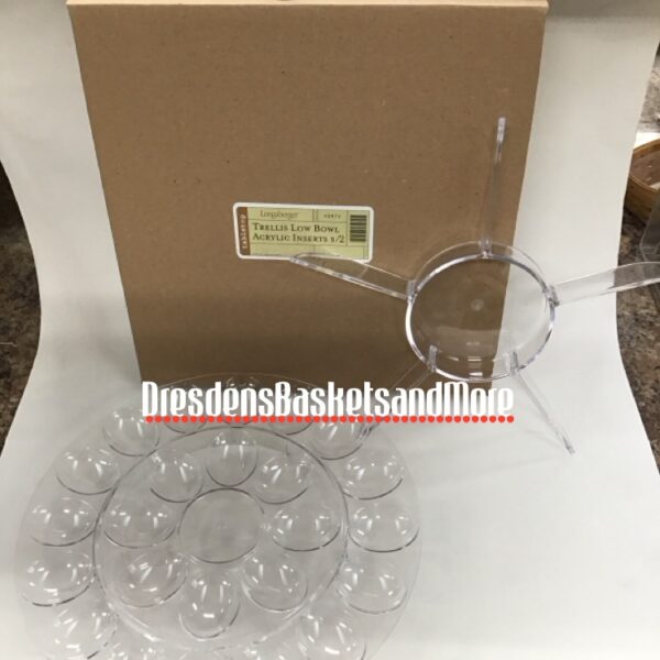 Longaberger Trellis Low Bowl Set of 2 Acrylic Inserts NIB