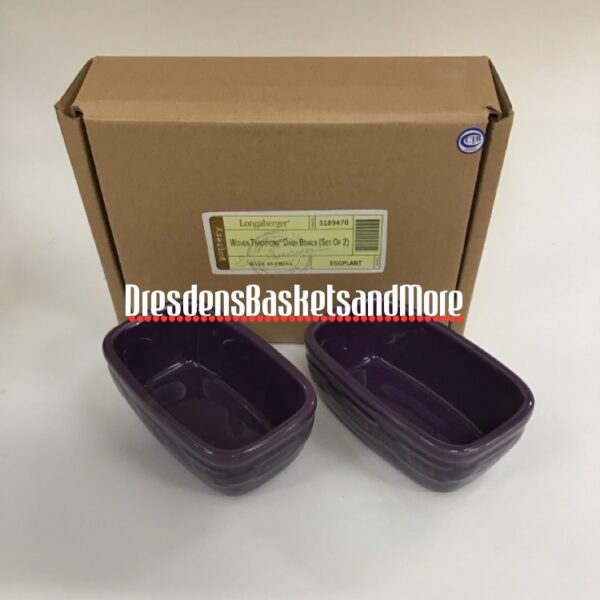 Longaberger Eggplant Dash Bowls Set of 2 NIB