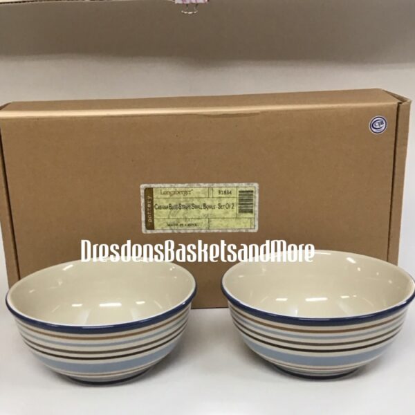 Longaberger Cabana Blue Stripe Small Bowl Set of 2 NIB