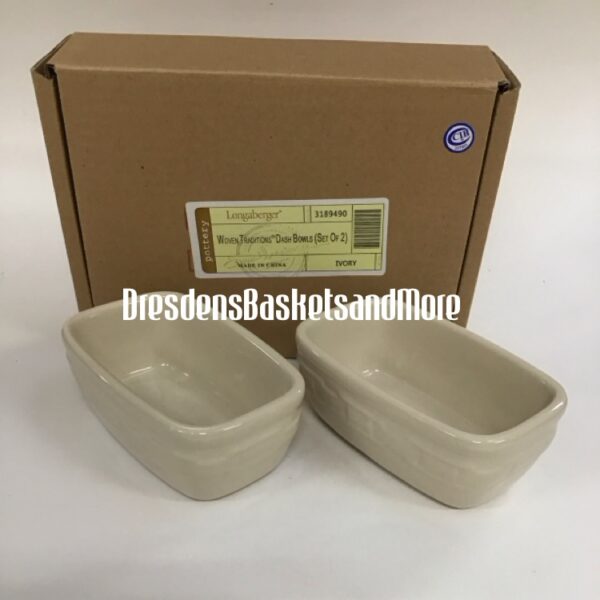 Longaberger Ivory Dash Bowls Set of 2 NIB