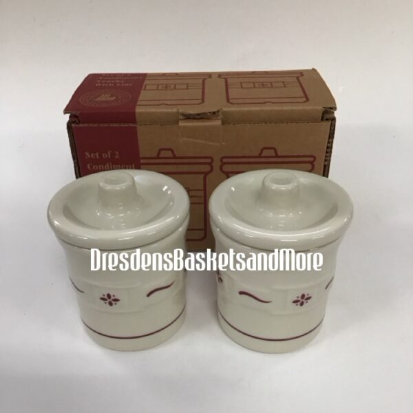 Longaberger Traditional Red Condiment Crocks Set of 2 NIB