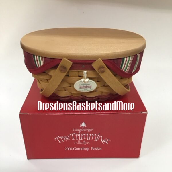 Longaberger 2004 Tree Trimming Red Gumdrop Basket Set NIB