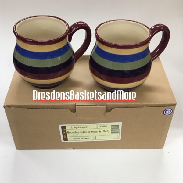 Longaberger Multi Color Mugs Set of 2 NIB