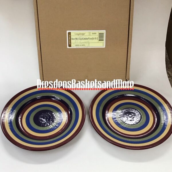 Longaberger Multi Color Luncheon Plates Set of 2 NIB