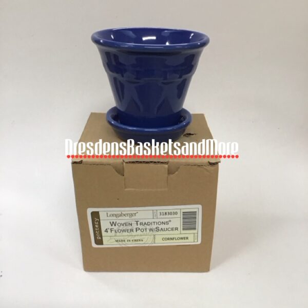 Woven Traditions Longaberger Cornflower 4" Flower Pot W/Saucer