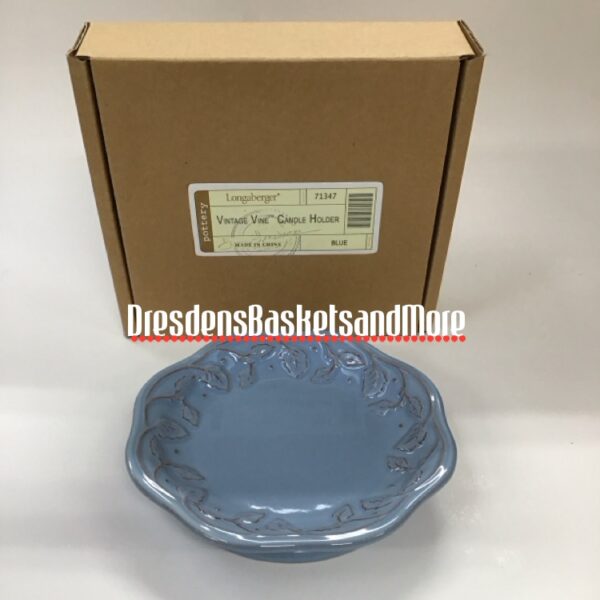 Longaberger Vintage Vine Blue Mist Candle Holder NIB