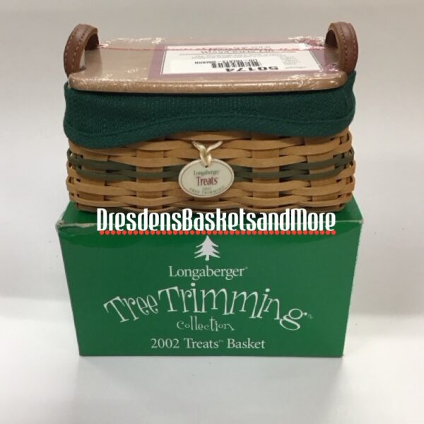 Longaberger 2002 Treats Tree Trimming Green Basket Set NIB