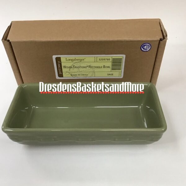 Longaberger Sage Rectangle Bowl NIB