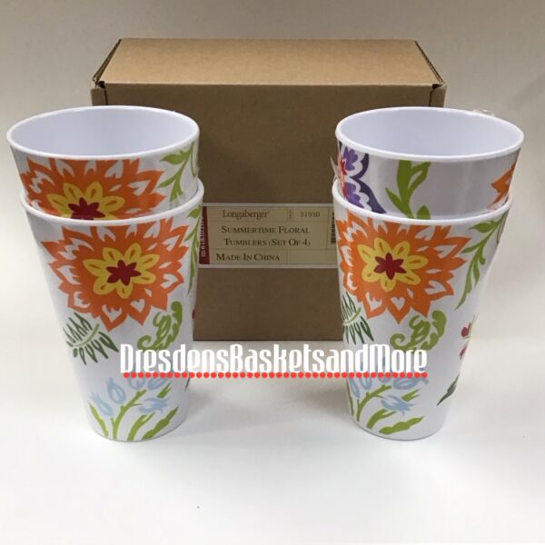 Summertime Floral Longaberger Tumblers (Set of 4) NIB