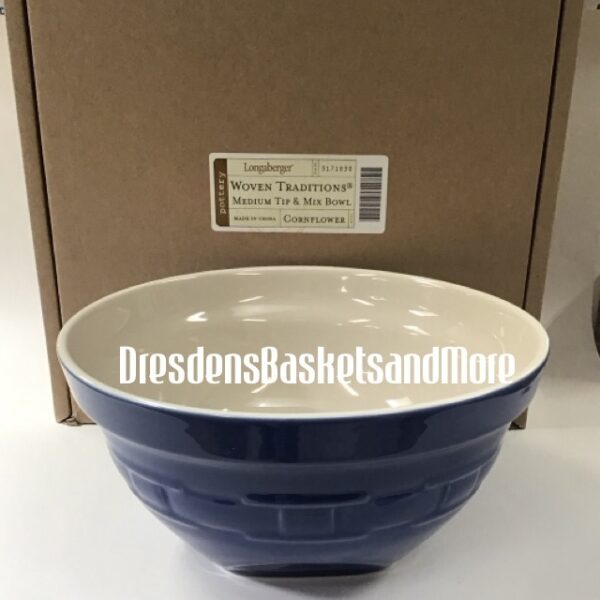 Longaberger Cornflower Medium Tip & Mix Bowl NIB
