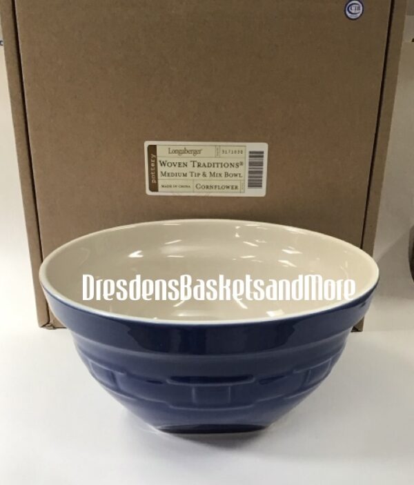Longaberger Cornflower Medium Tip & Mix Bowl NIB