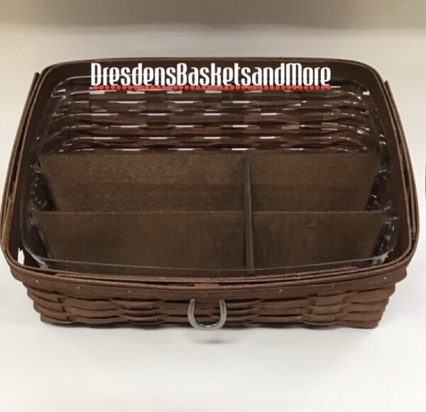Sort N Store Large Desktop 2010 Longaberger Rich Brown Basket w/ Protector & Dividers