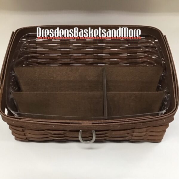 Sort N Store Large Desktop 2010 Longaberger Rich Brown Basket w/ Protector & Dividers