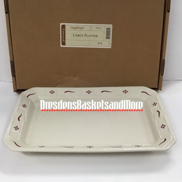 Longaberger Traditional Red Large Rectangular Serving Tray NIB