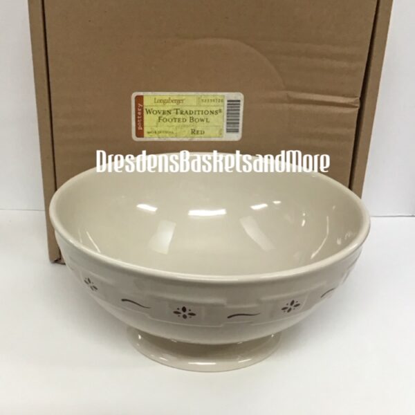 Longaberger Traditional Red Footed Bowl NIB