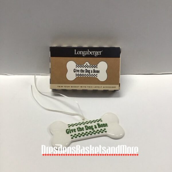 Longaberger Green Dog Bone Tie On NIB