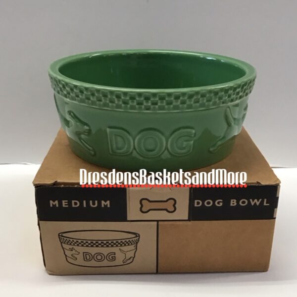 Longaberger Green Mulligan Medium Dog Bowl NIB