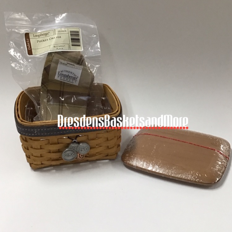 Father's Day Longaberger Pocket Change Basket Combo w/ Lid & Tie On