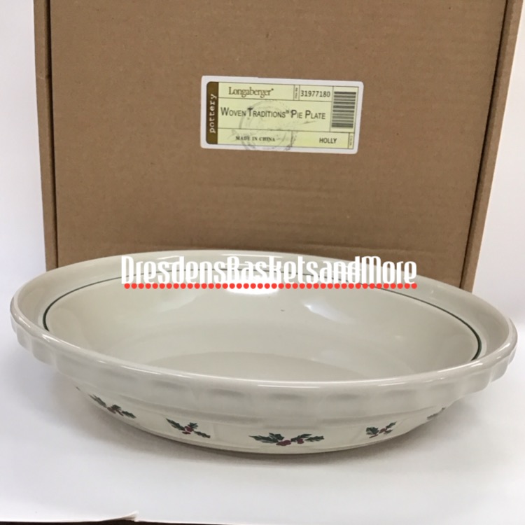 Longaberger Traditional Holly Pie Plate NIB