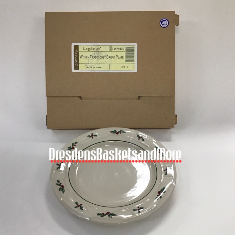 Longaberger Traditional Holly Bread Plate NIB