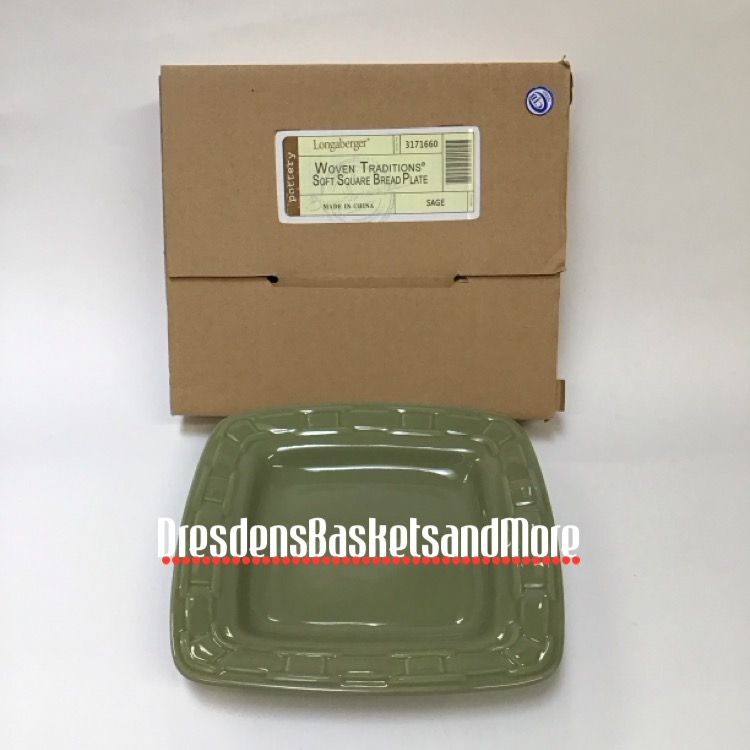 Longaberger Sage Soft Square Bread Plate NIB