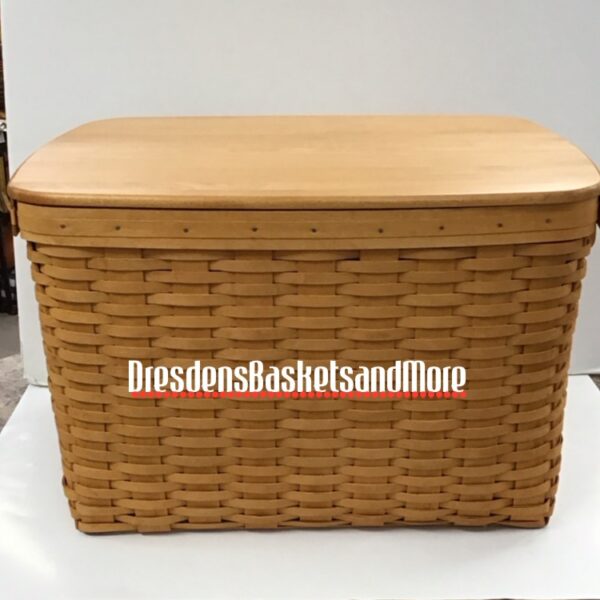 Longaberger 1999 Hostess File Classic Basket w/ Protector/Cap & Wood Crafts Lid*