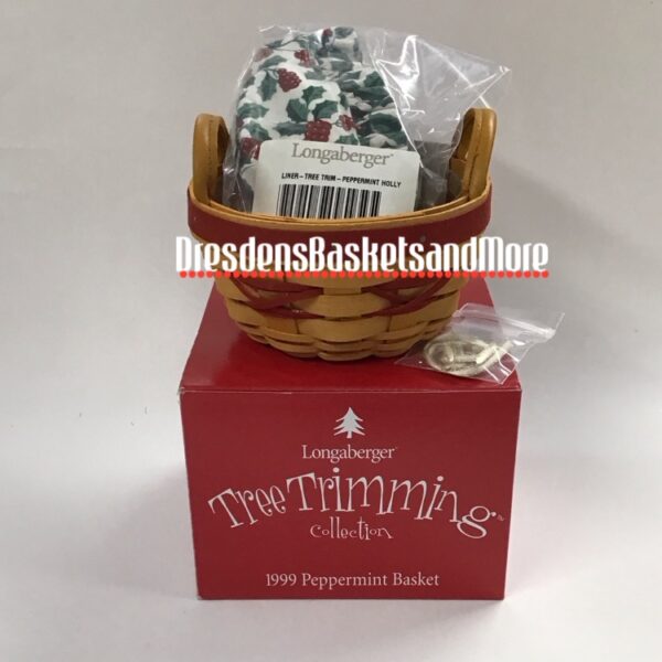 Longaberger 1999 Peppermint Red Basket Combo w/ Tie On NIB