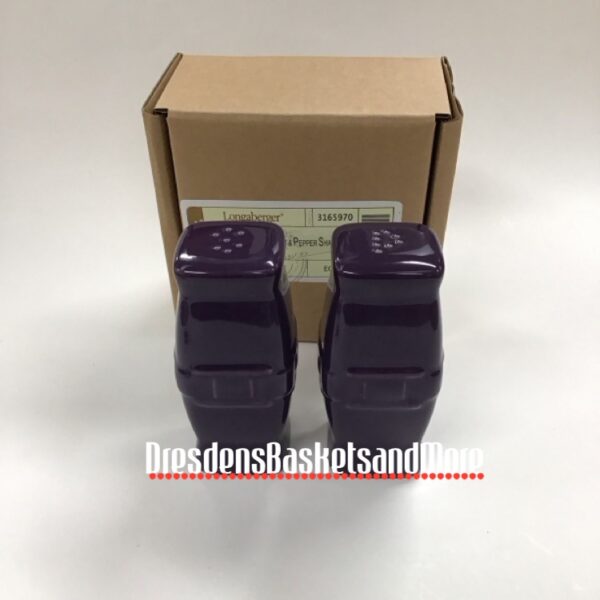 Longaberger Soft Square Eggplant Salt & Pepper Shakers NIB
