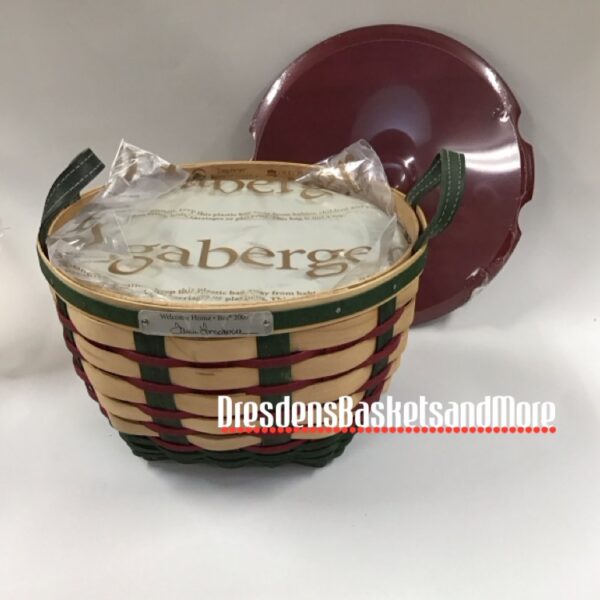 Longaberger 2007 American Craft Traditions Holiday Bee Basket w/ Lidded Protector & Wood Lid
