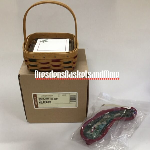 Longaberger 2003 Holiday Helper Basket w/ Protector, Liner & Sticky Notes