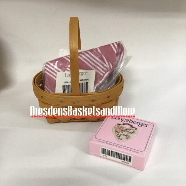 Longaberger 1999 Horizon of Hope Basket w/ Protector, Liner & Tie On