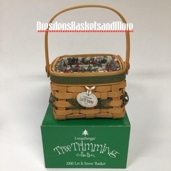 Longaberger 2000 Let It Snow Green Basket Combo NIB