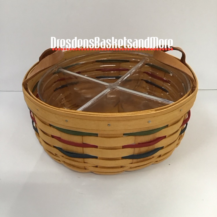 Longaberger 2001 Woven Traditions Darning Basket w/ Divided Protector